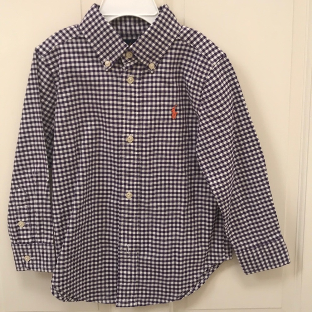 New with tags Polo purple gingham button down